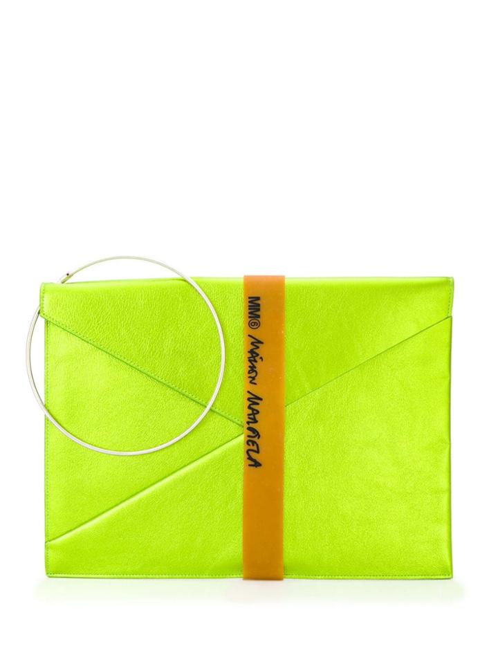 Mm6 Maison Margiela Metallic Envelope Clutch - Green