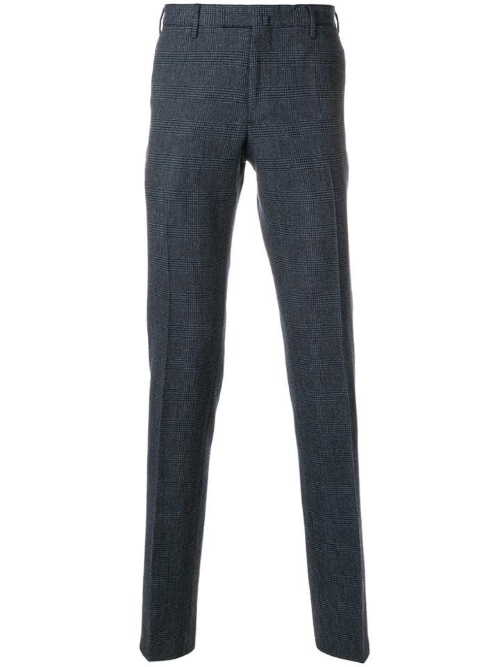 Incotex Plaid Print Trousers - Blue