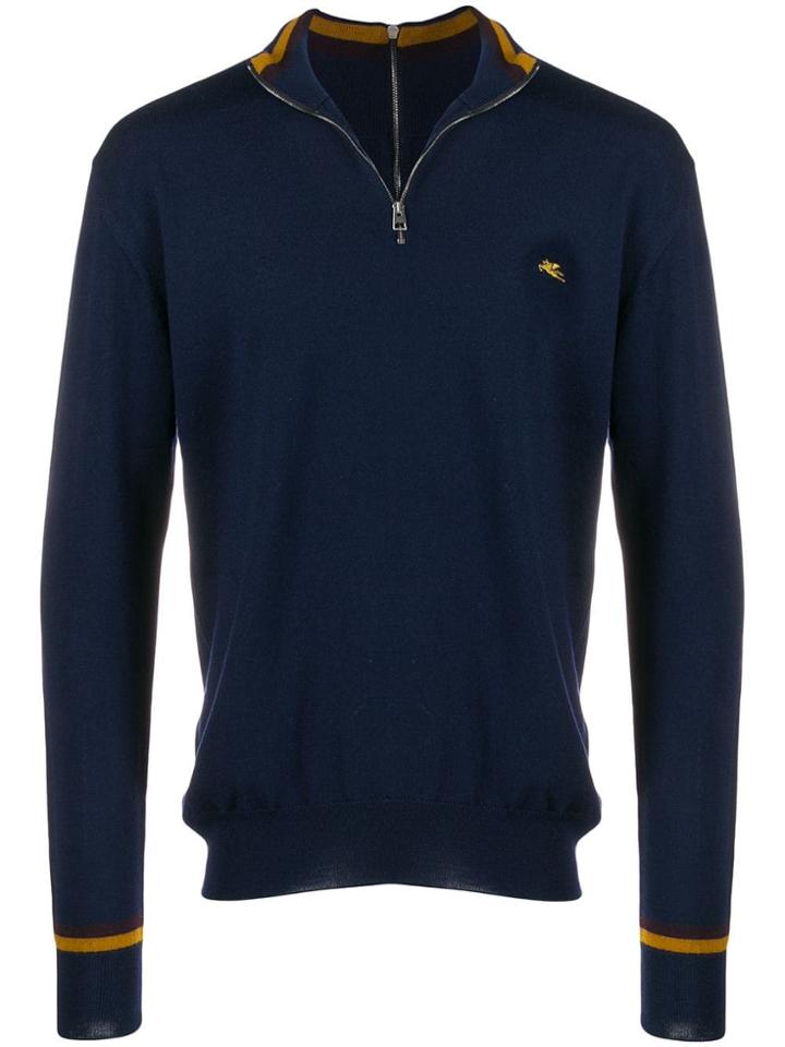 Etro Zip-up Logo Pullover - Blue