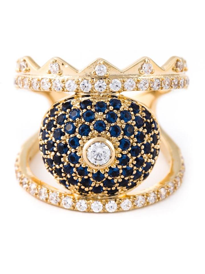 Kenzo Crystal Embellished Ring, Women's, Size: 58, Metallic