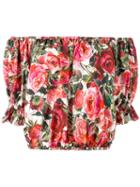 Dolce & Gabbana Rose (pink) Print Cropped Blouse, Women's, Size: 38, Cotton