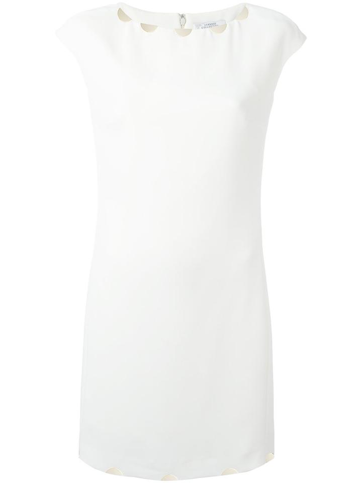 Versace Collection Studded Trim Dress, Women's, Size: 42, White, Polyester/viscose