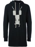 Rick Owens Drkshdw Abstract Print Hoodie, Men's, Size: Medium, Black, Cotton