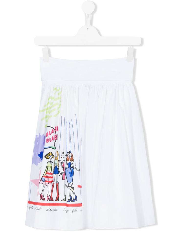 Simonetta - Teen Printed Skirt - Kids - Cotton - 16 Yrs, Girl's, White