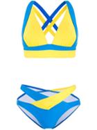 Perfect Moment Vale Cutout Rainbow Bikini Set - Blue