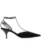 Nina Ricci Rhinestone Embellished T-strap Pumps - Black