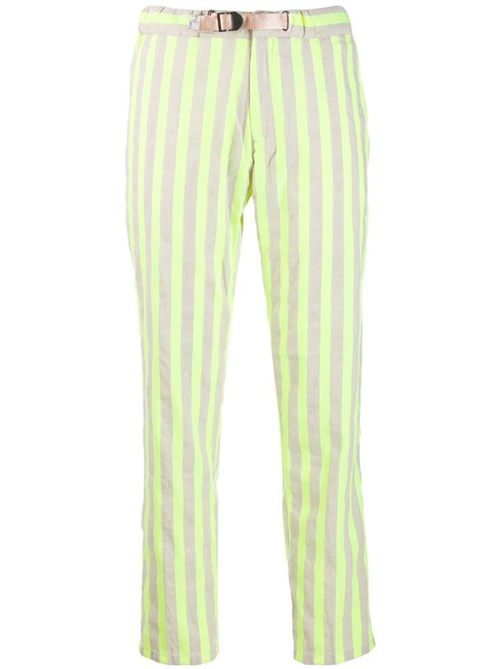 White Sand Striped Slim-fit Trousers - Green