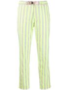 White Sand Striped Slim-fit Trousers - Green