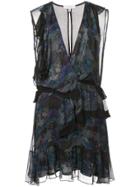 Iro Printed Frill Trim Dress - Blue