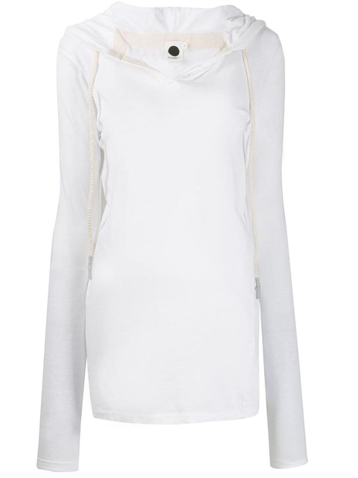 Bassike Longline Drawstring Hoodie - White