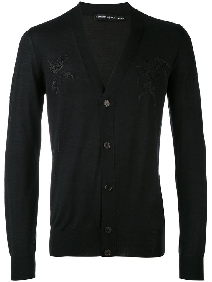 V-neck Cardigan - Men - Silk/wool - L, Black, Silk/wool, Alexander Mcqueen