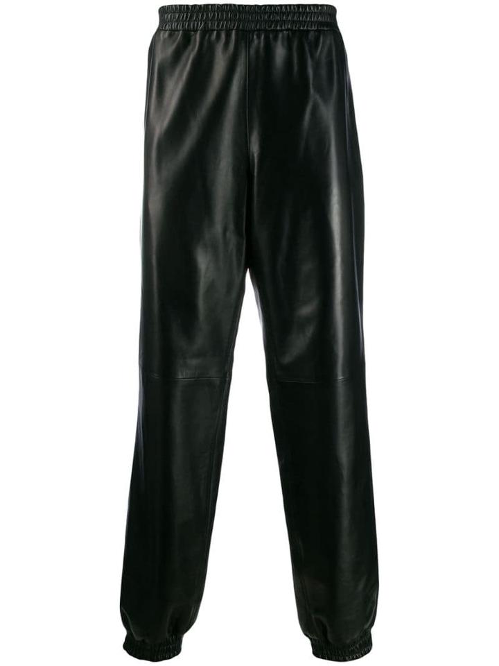 Burberry Elasticated Hem Leather Trousers - Black