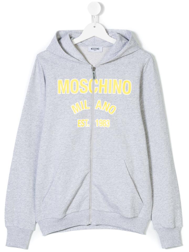 Moschino Kids Logo Print Zip Hoodie - Grey