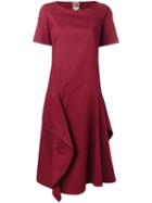 I'm Isola Marras Ruffled Flared Dress, Women's, Size: 44, Red, Cotton