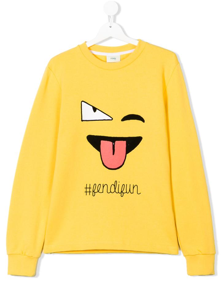 Fendi Kids Teen Fendi Fun Embroidered Sweatshirt - Yellow & Orange