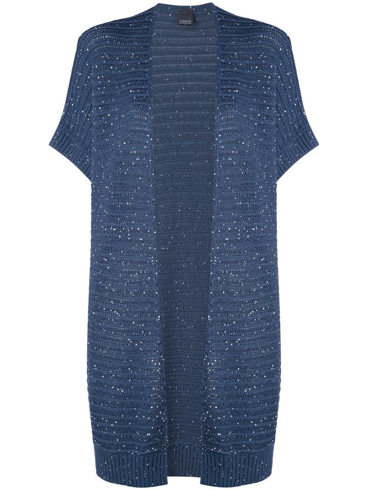 Lorena Antoniazzi - Short-sleeve Cardigan - Women - Cotton - 42, Blue, Cotton