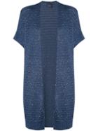 Lorena Antoniazzi - Short-sleeve Cardigan - Women - Cotton - 42, Blue, Cotton
