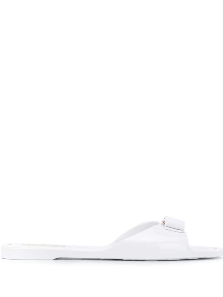 Salvatore Ferragamo Oversized Bow Slides - White