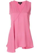 Theory Flared V-neck Blouse - Pink & Purple