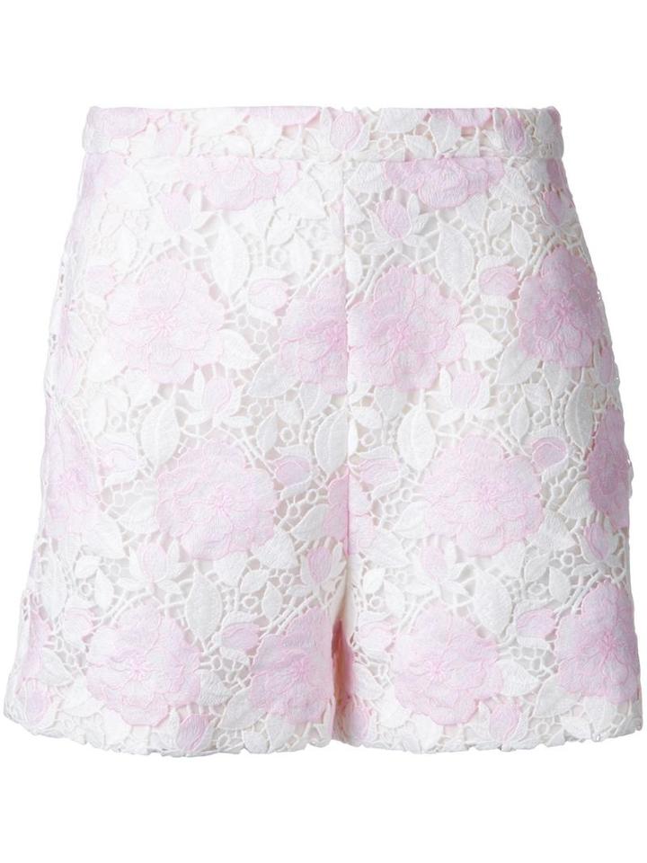 Giambattista Valli Embroidered Detail Shorts, Women's, Size: 40, White, Cotton/polyester