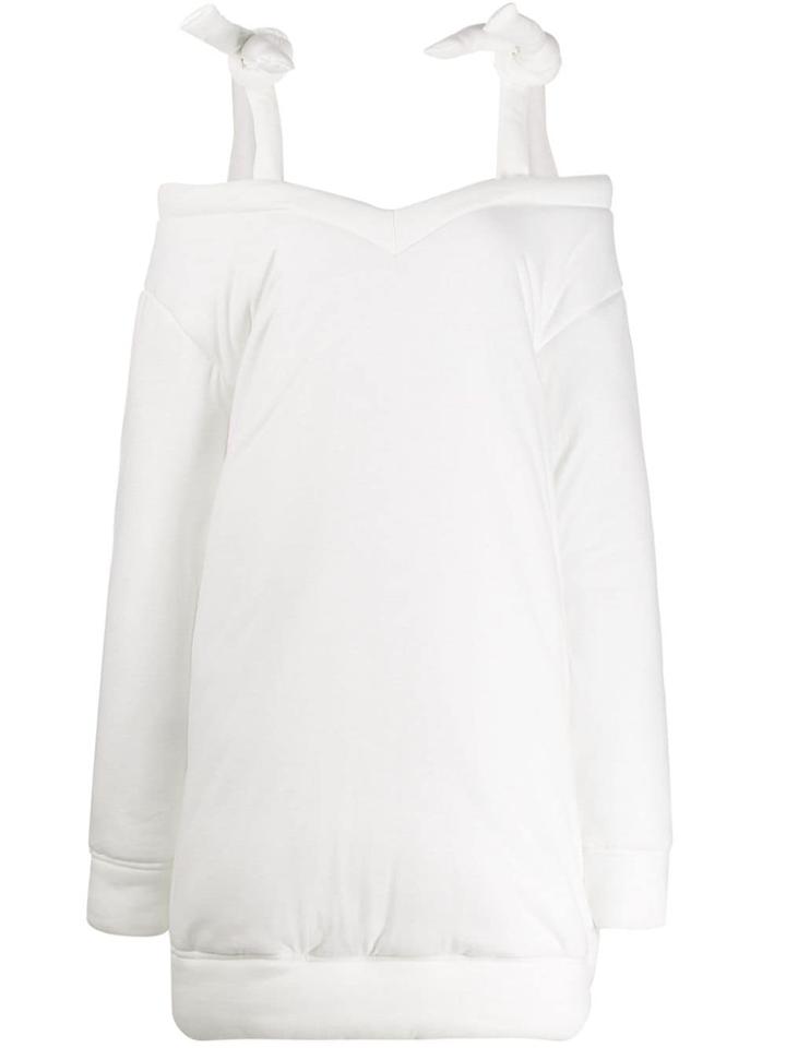 Mm6 Maison Margiela Cold Shoulder Padded Dress - White