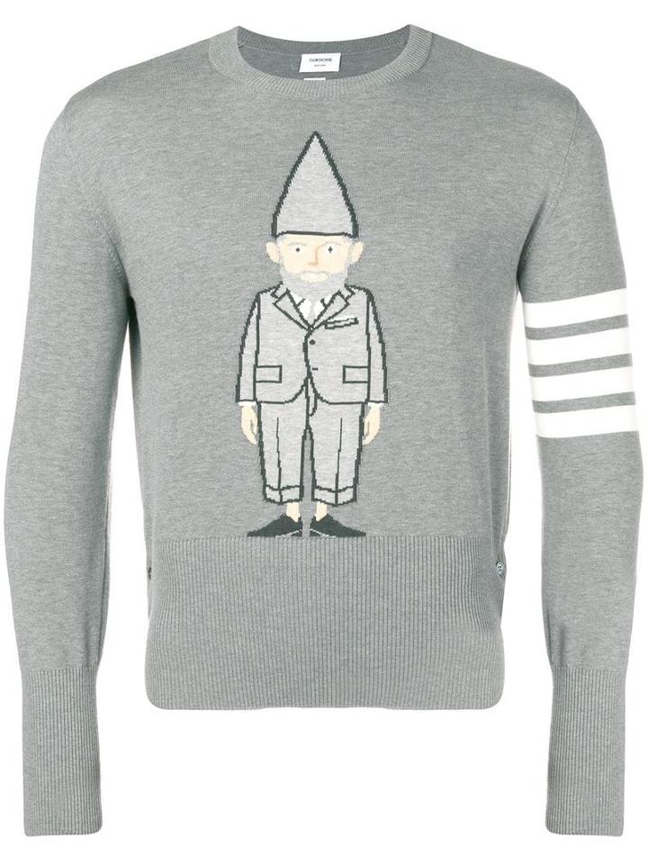 Thom Browne 4-bar Gnome Intarsia Pullover - Grey
