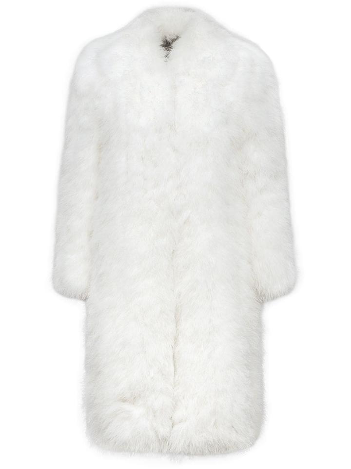 Prada Furry Single-breasted Overcoat - White