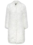 Prada Furry Single-breasted Overcoat - White