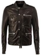Lanvin Biker Jacket, Men's, Size: 48, Black, Calf Leather/viscose/lamb Skin