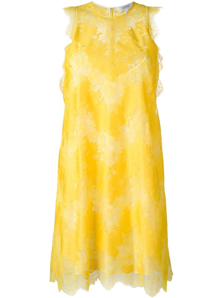 Carven Sleeveless Lace Dress, Women's, Size: 38, Yellow/orange, Cotton/nylon/acetate/silk