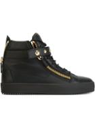 Giuseppe Zanotti Design Riley Hi-top Sneakers, Men's, Size: 43, Black, Calf Leather/rubber