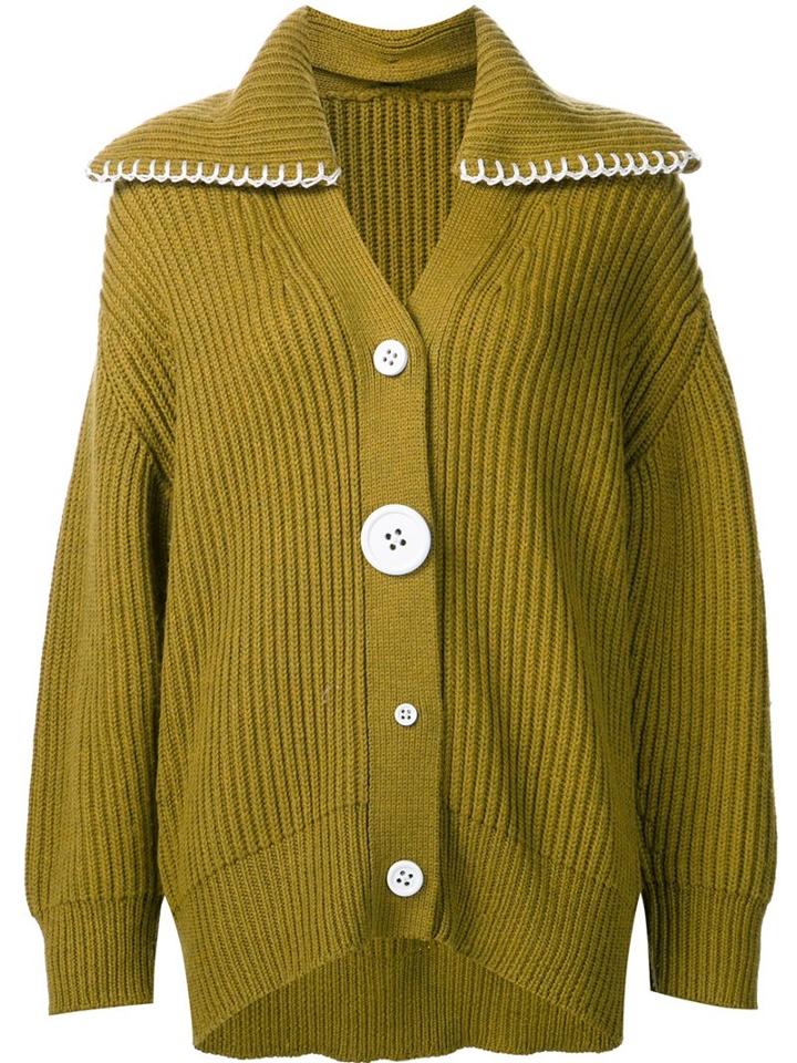 Edun Chunky Knitted Cardigan, Women's, Size: Small, Green, Wool/merino