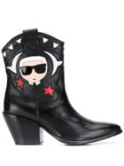 Karl Lagerfeld Kavalier Ikonik Cowboy Boots - Black