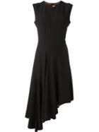 Marni Asymmetric Flared Dress, Women's, Size: 48, Black, Silk