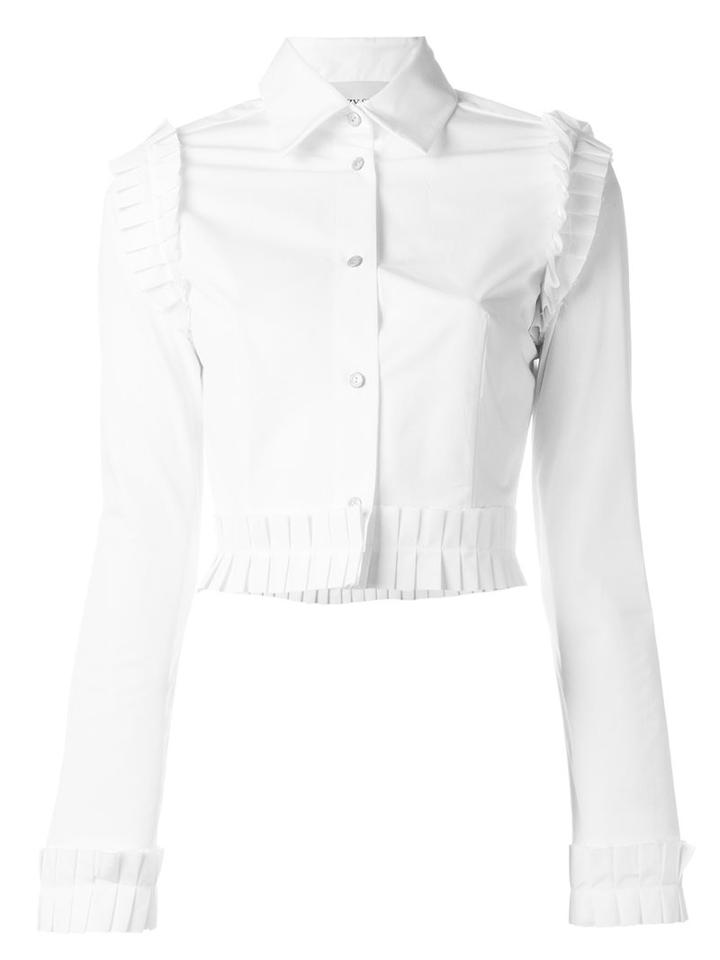 Daizy Shely Cropped Shirt, Women's, Size: 42, White, Cotton