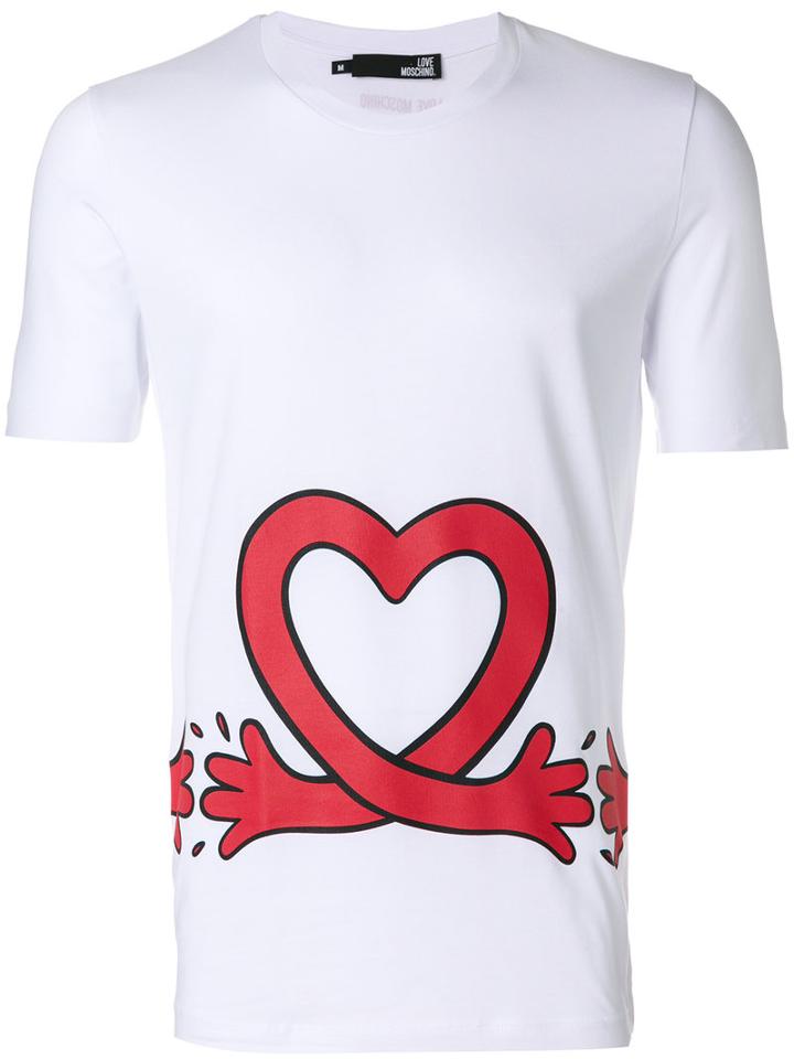 Love Moschino - Love Heart Print T-shirt - Men - Cotton/spandex/elastane - S, White, Cotton/spandex/elastane