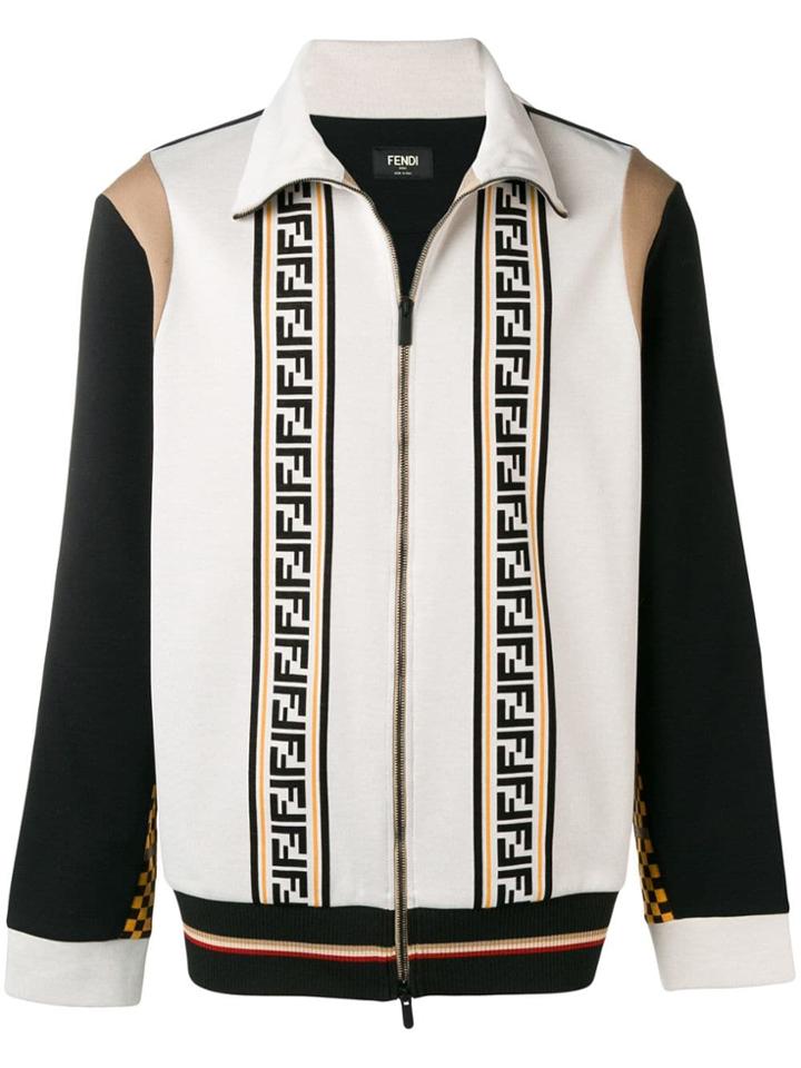Fendi Panelled Bomber Jacket - White