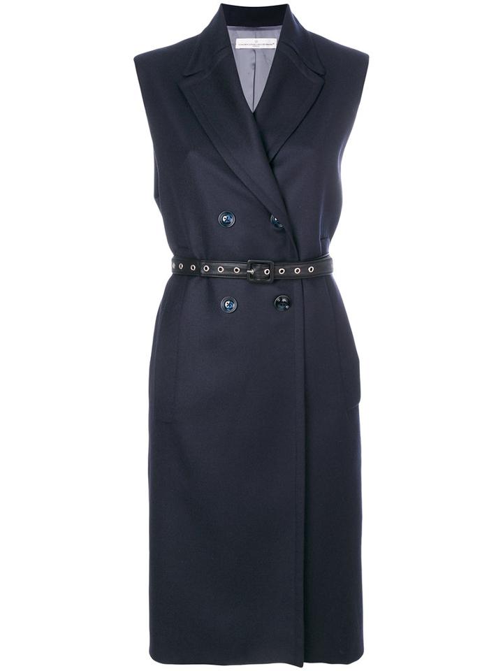 Golden Goose Deluxe Brand - Sleeveless Double-breasted Coat - Women - Cupro/viscose/wool - M, Blue, Cupro/viscose/wool