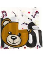 Moschino Musical Notes Teddy Logo Scarf - White