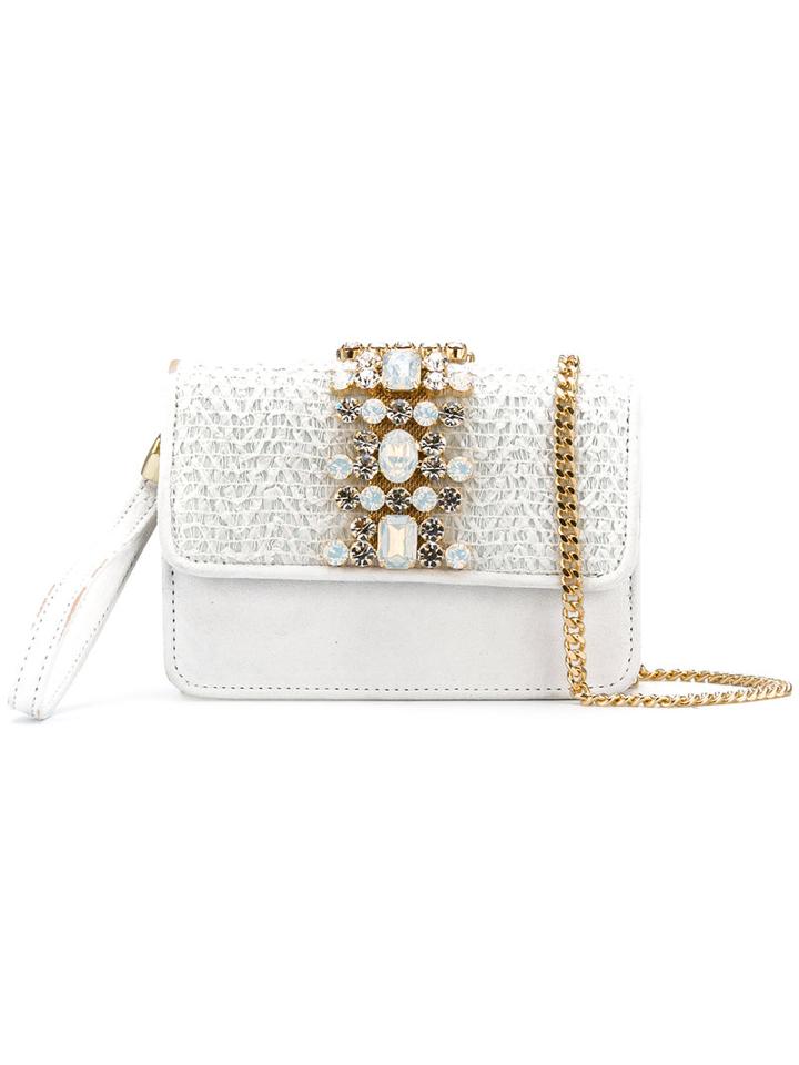 Emanuela Caruso Kids - Teen Embellished Shoulder Bag - Kids - Suede/brass - One Size, White