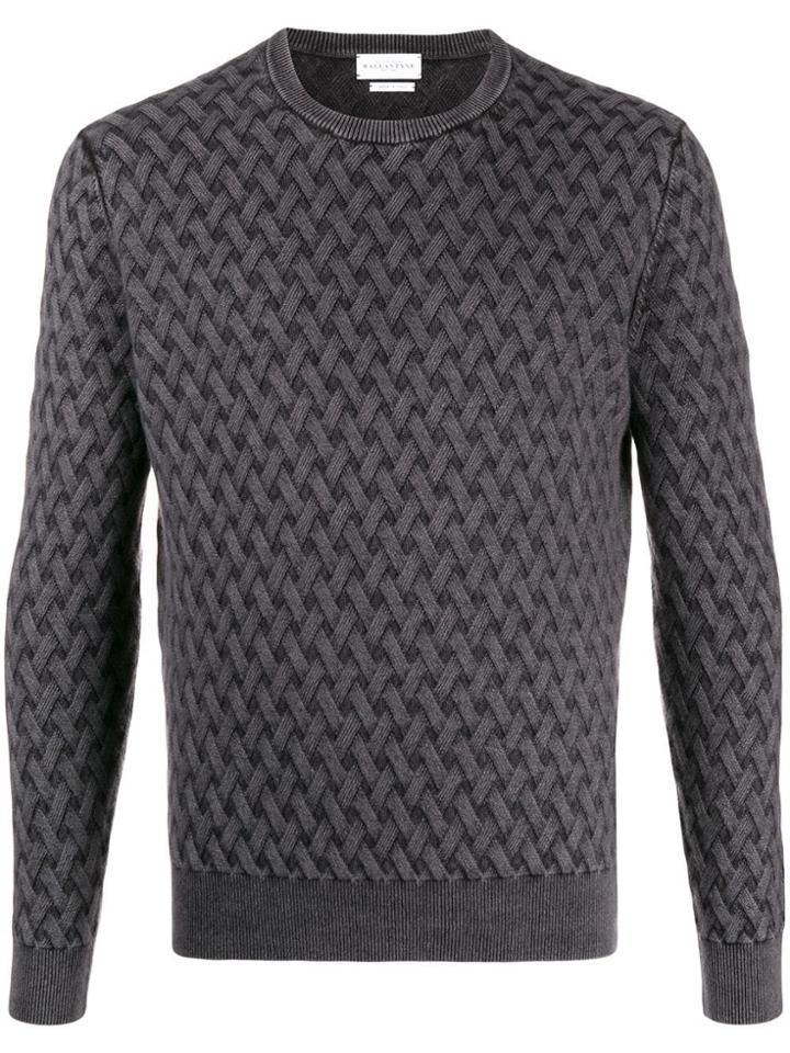 Ballantyne Crew Neck Basket Knit Sweater - Grey