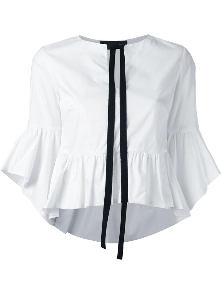 Christian Pellizzari Black Trim Peplum Shirt, Women's, Size: 38, White, Cotton