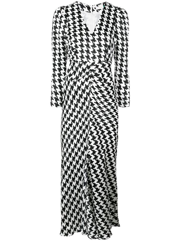 Rixo London Houndstooth Long Dress - White
