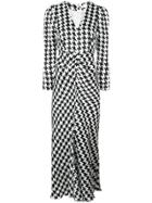 Rixo London Houndstooth Long Dress - White