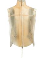 Cedric Jacquemyn Zipped Transparent Waistcoat, Size: 50, Grey, Lamb Skin