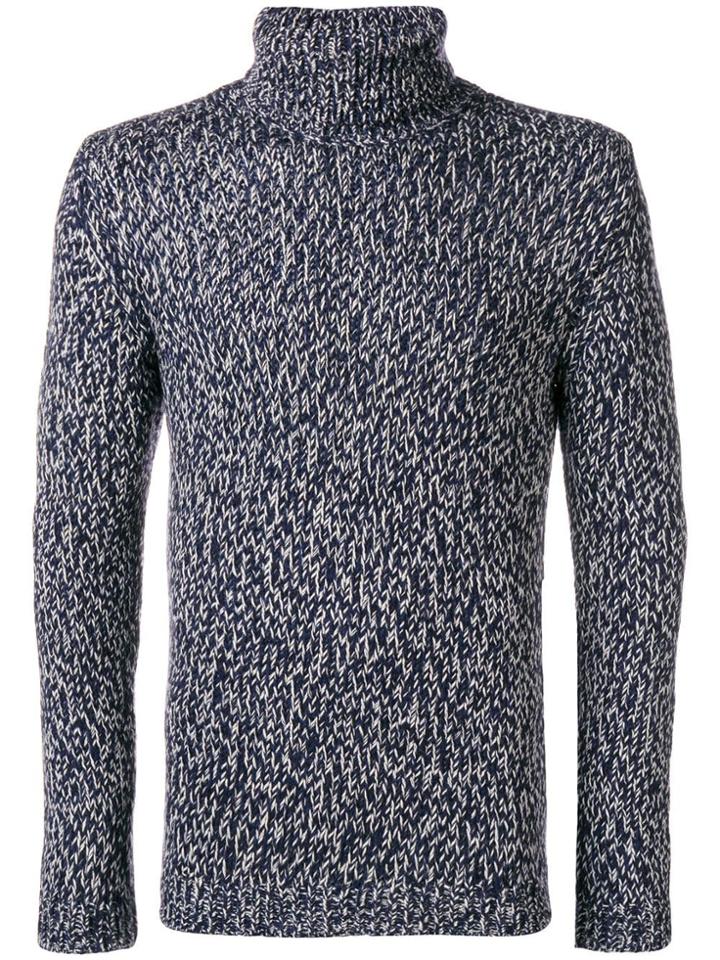 Cruciani Fishtail Knit Turtleneck Jumper - Grey