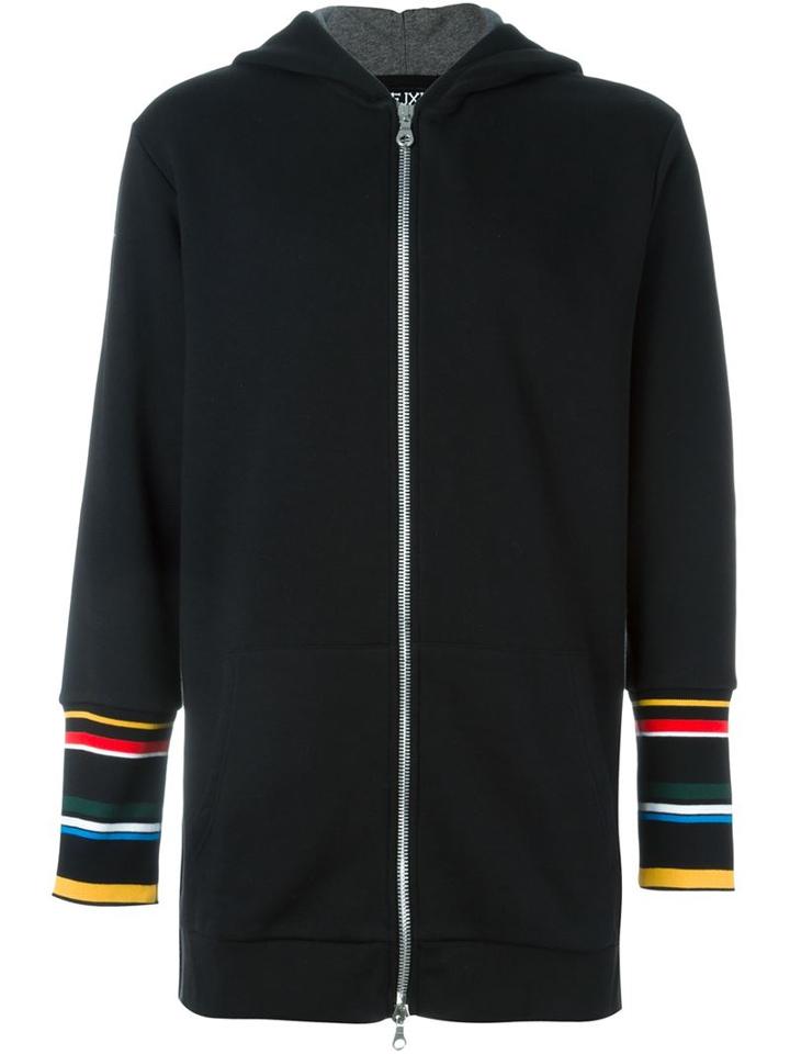 Ejxiii Striped Cuff Zipped Hoodie