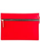 Victoria Beckham Front Zip Clutch, Women's, Red, Buffalo Leather/leather