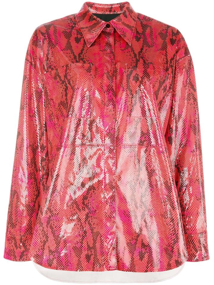 Msgm Snakeskin Effect Shirt - Red