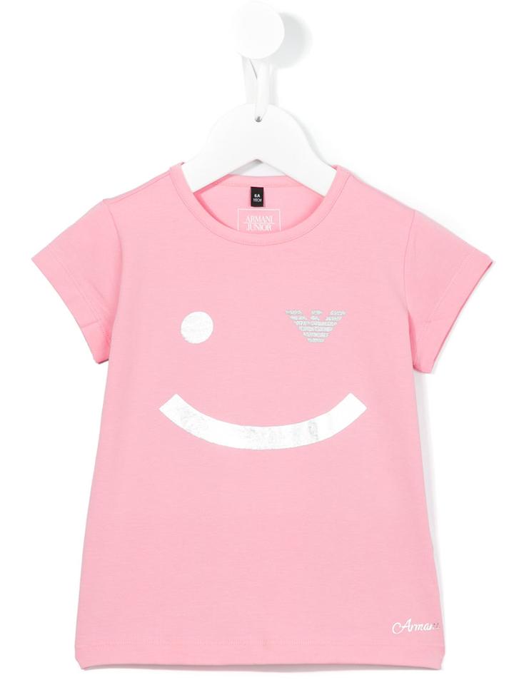 Armani Junior Smiley T-shirt, Girl's, Size: 10 Yrs, Pink/purple